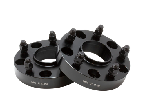 RockTrix - 1.25 inch Wheel Adapters Spacers 5x4.5 to 5x5.5 (Changes Bolt Pattern), 73.1mm Bore, 1/2x20 Studs Nuts - Black, 5x114.3 to 5x139.7, 32mm, 4pcs