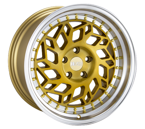 F1R R32 5x114.3 18x9.5 +35 Brushed Gold/Polish Lip