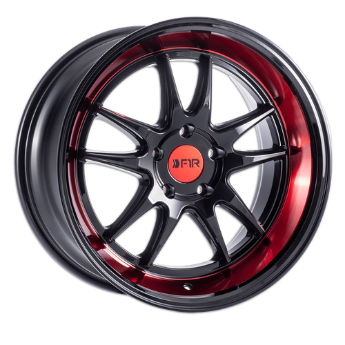 F1R F102 5x100 18x8.5 +38 Gloss Black/Red Lip