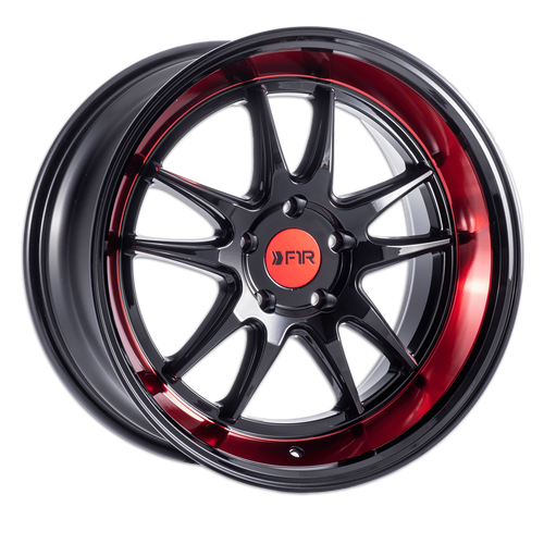 F1R F102 5x108 18x8.5 +40 Gloss Black/Red Lip
