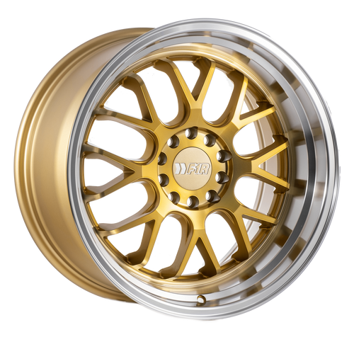 F1R F21 5x100/5x114.3 18x9.5 +35 Machine Gold/Polish Lip v2