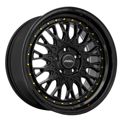 ARC AR1 5x112 17x8.5  +35 All Black Gold Rivet