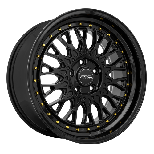 ARC AR1 5x108 18x8.5  +35 All Black Gold Rivet