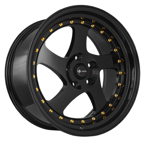 Vors VR2 5x112 18x9 +35 All Black Gold Rivet