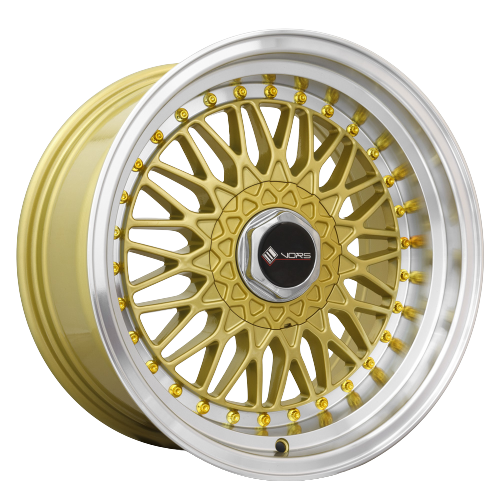 Vors VR3 4x108 15x8 +20 Gold Machine Lip Gold Rivet