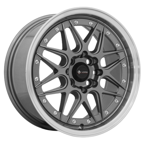 Vors VR7 4x100/4x114.3 16x7 +38 Gun Metal Machine Lip Chrome Rivet wheel for 2002 Kia RIO