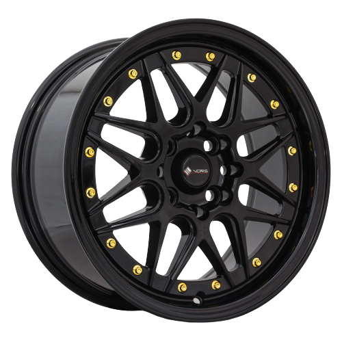 Vors VR7 4x108 16x8 +20 All Black Gold Rivet