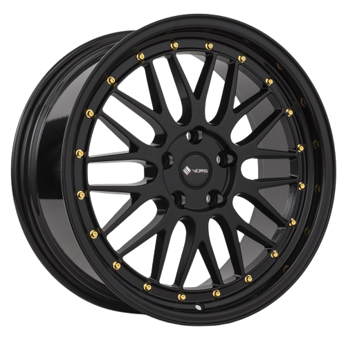 Vors VR8 5x110 19x8.5 +35 All Black Gold Rivet
