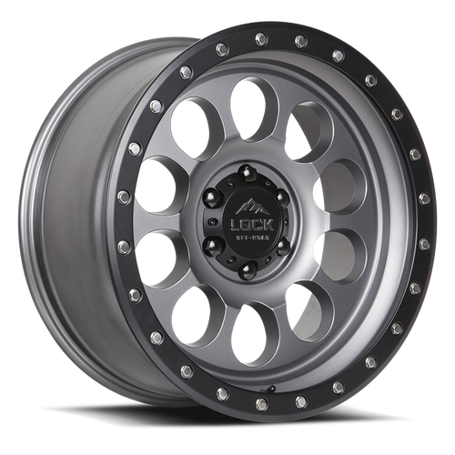 LOCK OFFROAD 50CAL 6x139.7 20x9 -12 Matte Grey W Matte Black Ring