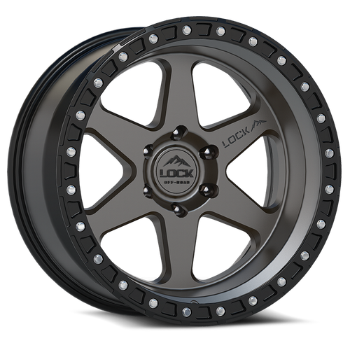 LOCK OFFROAD OLYMPUS 5x127 18x9 -12 Matte Grey W Matte Black Ring