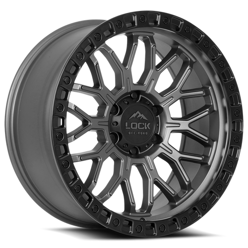 LOCK OFFROAD COMBAT 5x127 17x9+1 Matte Grey W Matte Black Ring