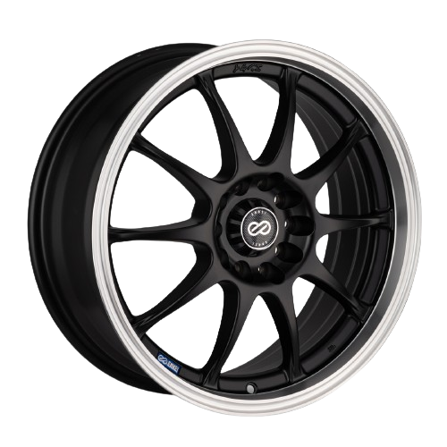 Enkei J10 4x100/114.3 15x6.5+38 Matte Black W/ Machined Lip