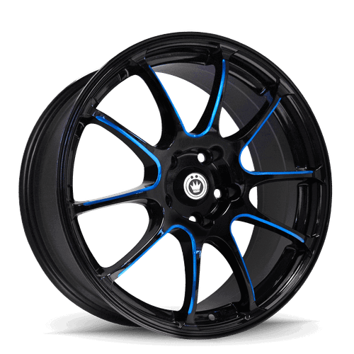Konig Illusion 5x114.3 18x8+45 Black/Ball Cut Blue