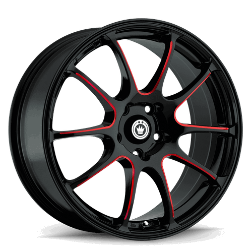 Konig Illusion 5x114.3 18x8+45 Black/Ball Cut Red