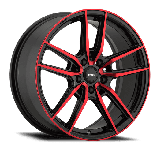 Konig Myth 5x100 17x8+43 Gloss Black w/ Red Tinted Clearcoat