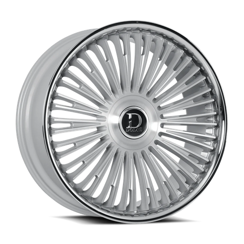 DOLCE LUXURY RAZZO 6x135/6x139.7 24x10 +25 Glossy Silver Brush Face Stainless Lip