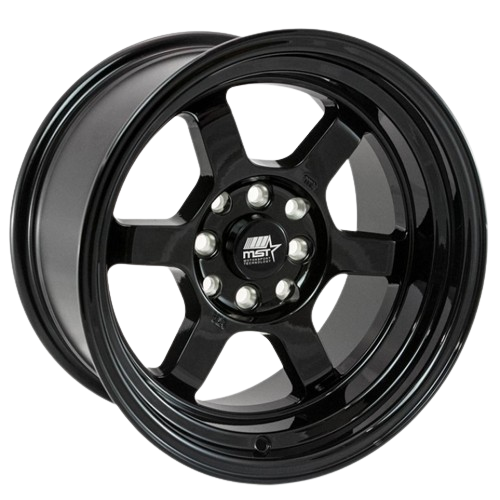 MST Wheels Time Attack 4x100/4x114.3 15x8.0 +0 Glossy Black wheel for 1990 Dodge Colt