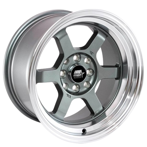 MST Wheels Time Attack 4x100/4x114.3 15x8.0 +0 Gunmetal w/Machined Lip wheel for 2002 Kia RIO