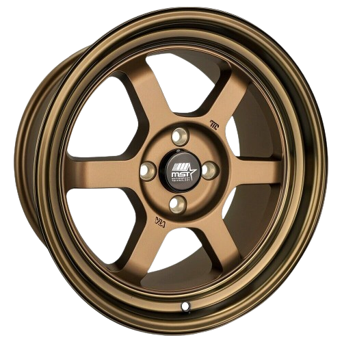 MST Wheels Time Attack 4x100 16x8.0 +20 Matte Bronze w/Bronze Machined Lip wheel for 2002 Kia RIO