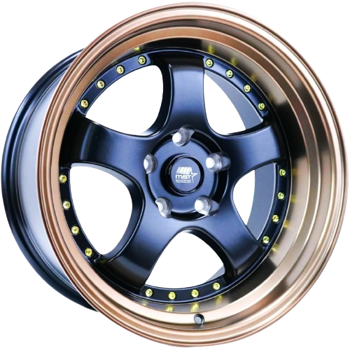 MST Wheels MT07 5x114.3 17x9.0 +20 Gloss Black w/ Bronze Machined Lip