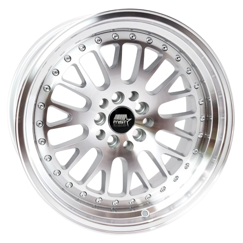 MST Wheels MT10 5x100/5x114.3 16x8.0 +20 Silver w/Machined Face wheel for 2002 Kia RIO