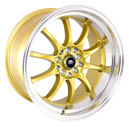 MST Wheels MT11 5x100/5x114.3 16x8.0 +15 Gold w/Machined Lip
