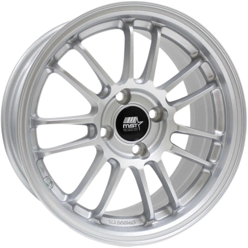 MST Wheels MT46 4X100 15x7.0 +35 Glossy Silver wheel for 1990 Dodge Colt