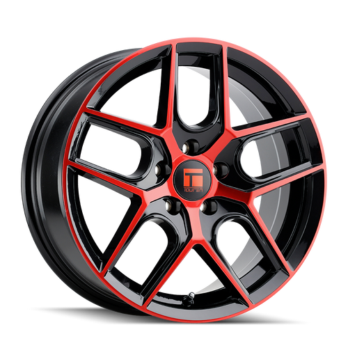 TOUREN TR79 3279 5x108 17x8 +35 GLOSS BLACK MACHINED WITH RED