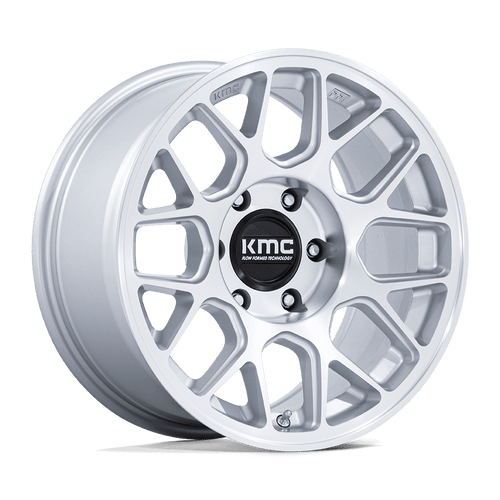 KMC KM730 HATCHET 5X127 17X8.5 +25 GLOSS SILVER W/ MACHINED FACE