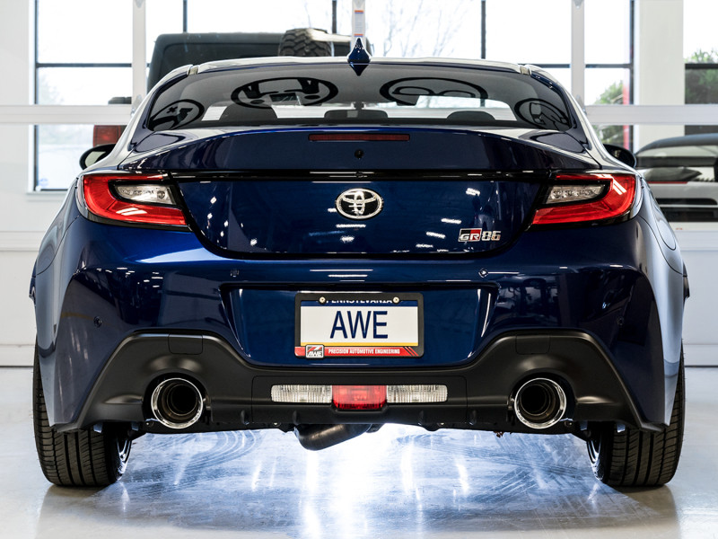 AWE Track Edition cat-back exhaust mounted on Subaru BRZ / Toyota 86