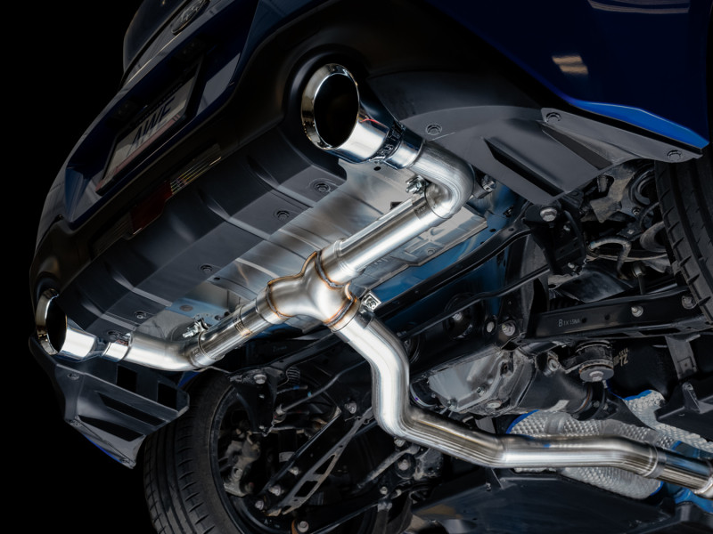 AWE Track Edition cat-back exhaust components out of package for BRZ Toyota 86