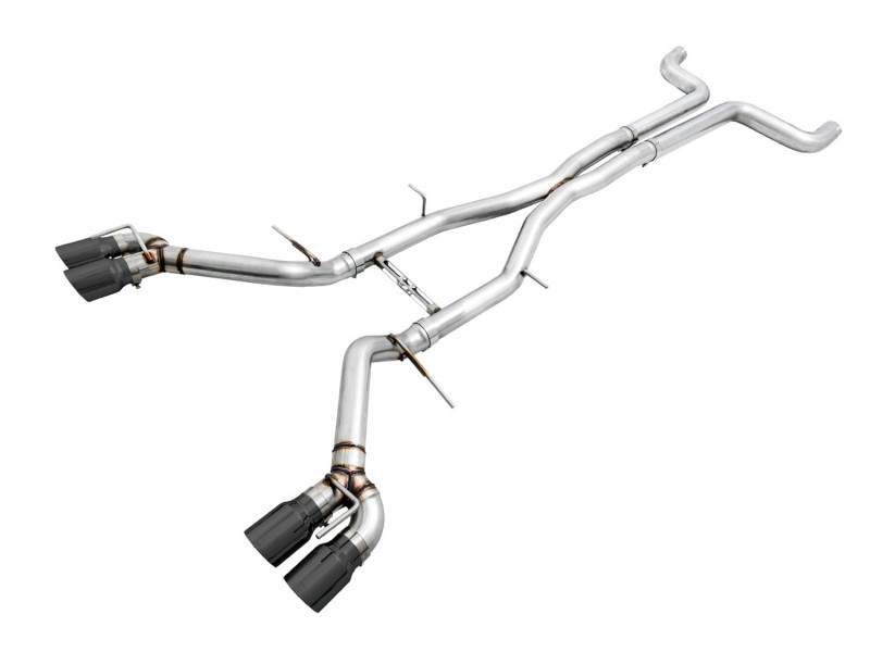 AWE Tuning Track Edition cat-back exhaust with quad chrome silver tips for Camaro SS