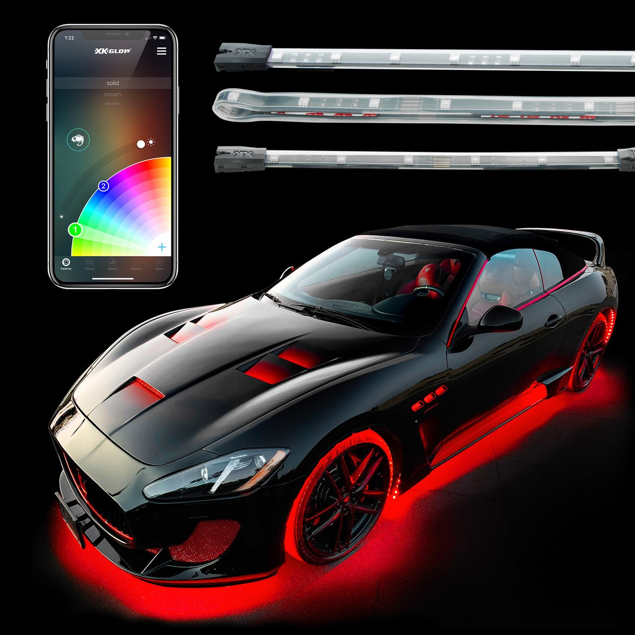 Underglow Interior Led Accent Light Kits For Cars Xkchrome Smartphone App