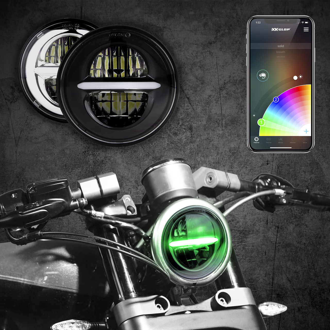 5.75 LED Headlight for Motorcycle with Multi-color DRL