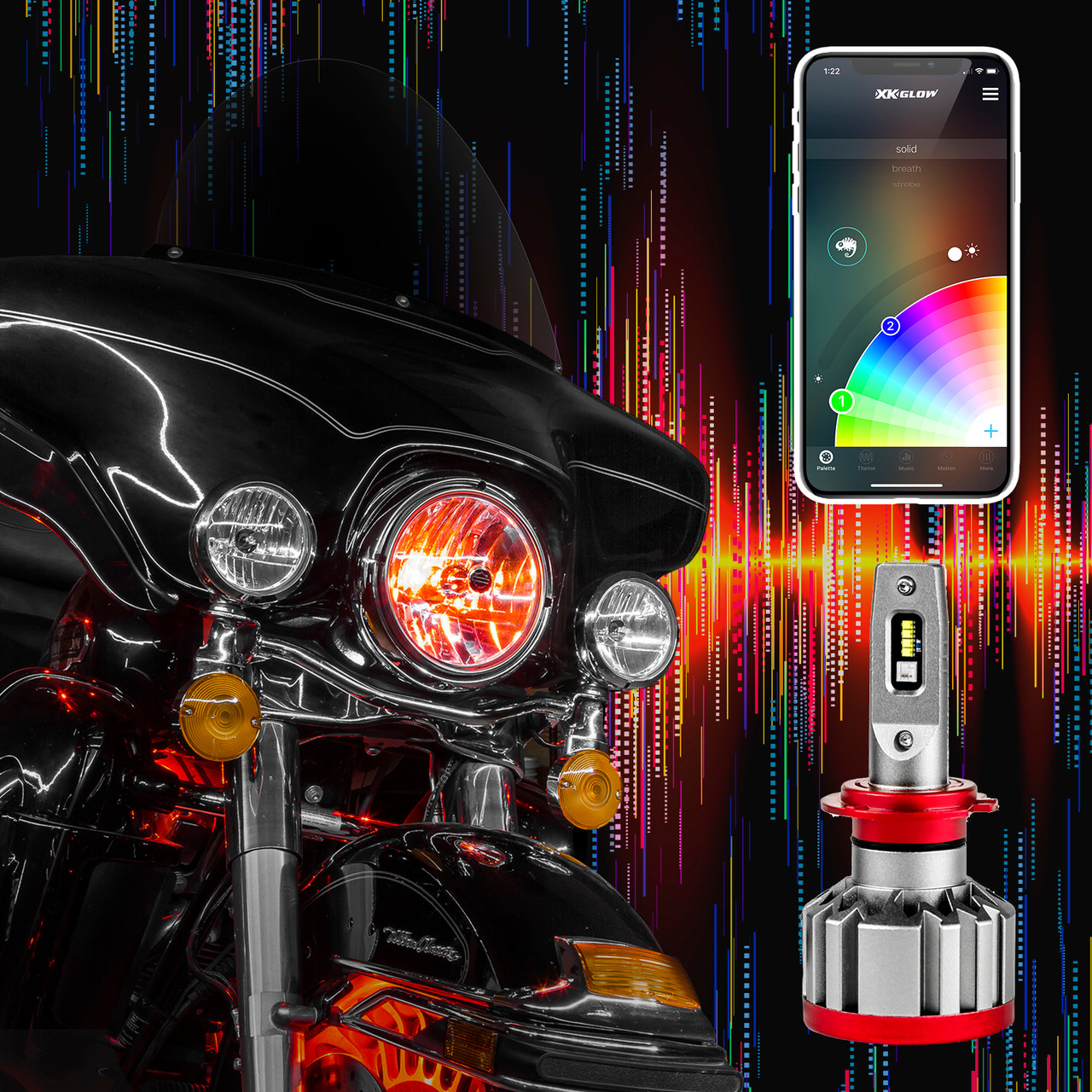 ハイクオリティ悪魔のライト‼️KTZ CO.,LTD. LEDライト セット 2-in-1 LED Headlight Kit + Multi-Color Devil/Demon Eye Headlights