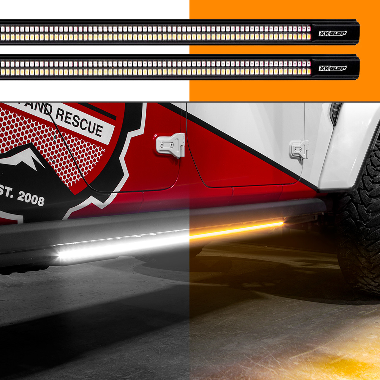 48/60in White Amber Dual Mode Running Board Light for Truck and Jeep