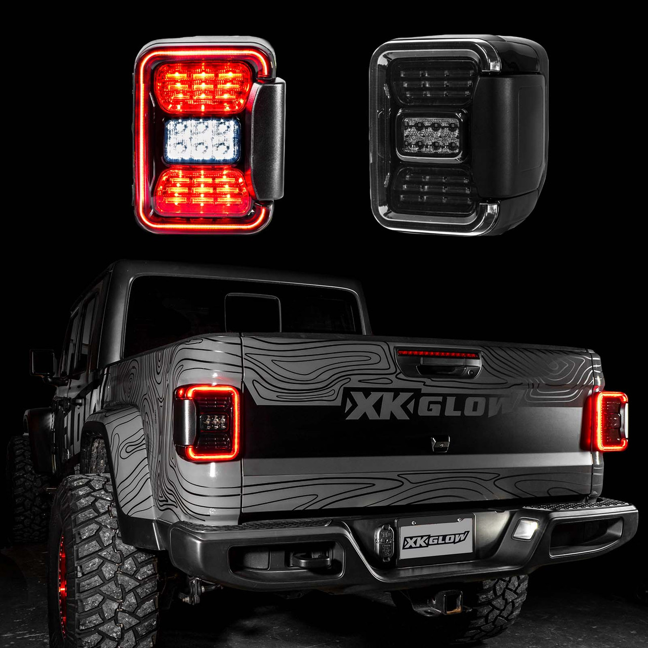 LED Smoked Lens Tail Light Kit for Jeep Gladiator JT with Brake