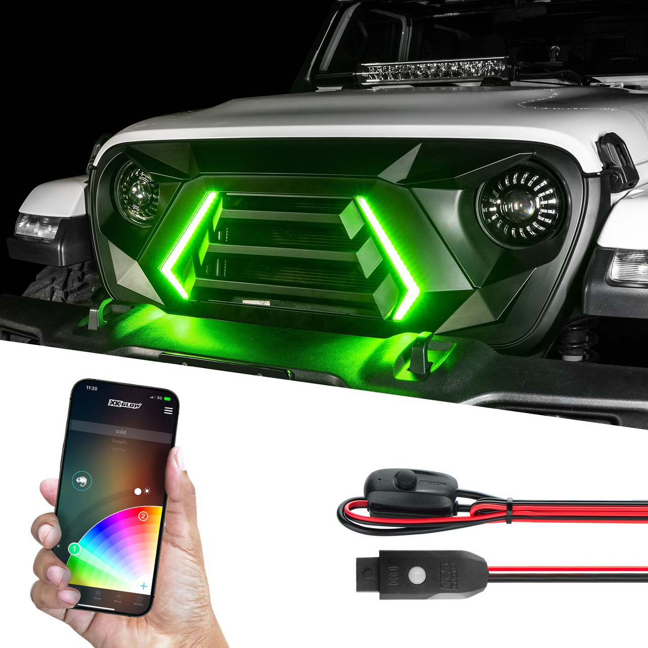 XKchrome LED Grill Kit with DRL Sequential Turn for Jeep Wrangler