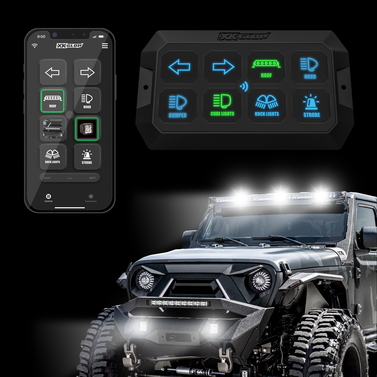 XKcommand Off road Switch Panel with Bluetooth-Controlled App