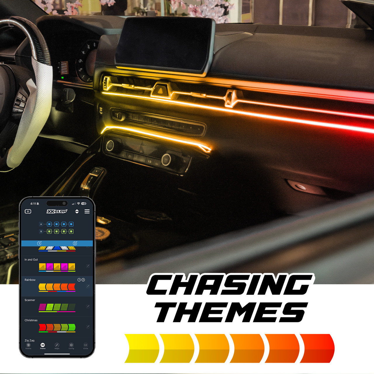 XKmax RGB Fiber Optic LED Light Kit w/ Color Chasing & App | XKGLOW