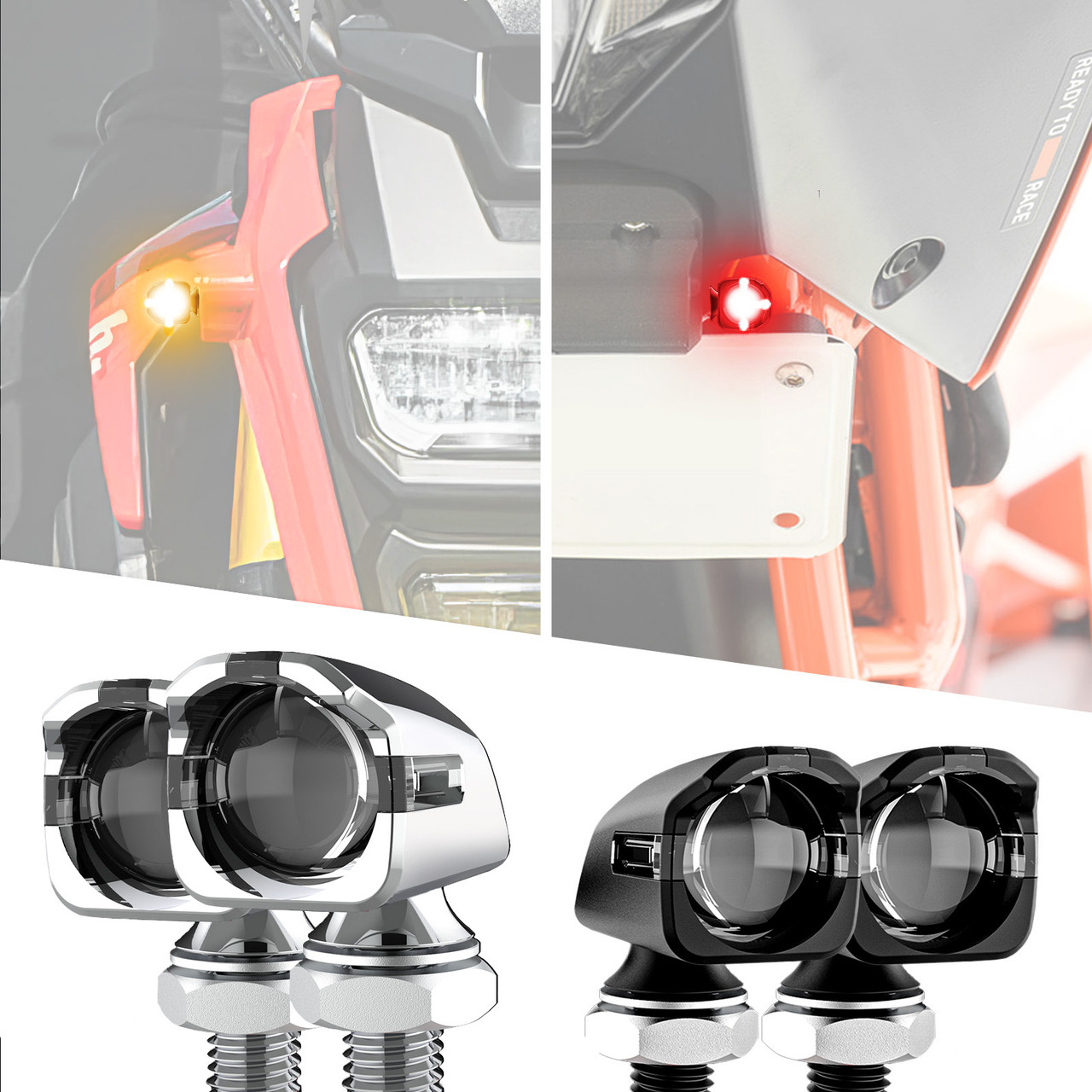 Front Mini Turnz LED Turn Signals for Motorcycles, UTVs & ATVs