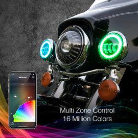 Multi Zone Control & 16 Million Colors used to display multiple colors onto motorcycle driving lights