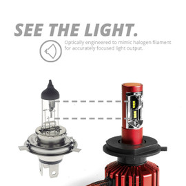 Optically engineered to mimic halogen filament to accurately focus headlight