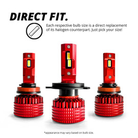 Premier series led headlight direct replacement for corresponding halogen bulbs.