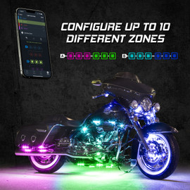 Addressable LED accent lights for motorcycle.