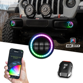 XKmax 4" LED Fog light Kit for Jeep JK, JL & JT | RGB Chasing Halo & App Control