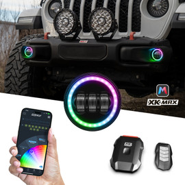 XKmax 4" LED Fog light Kit for Jeep JK, JL & JT | RGB Chasing Halo & App Control