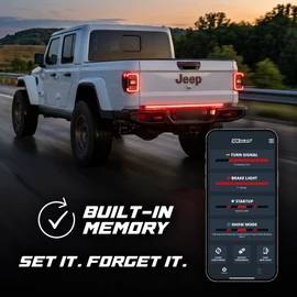 XKdrive App-Controlled Truck Tailgate LED Light Bar w/ Sequential Turn Signal, Startup Animation + Show Mode For Jeep Gladiator