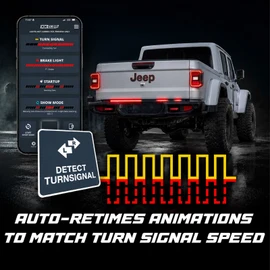 XKdrive App-Controlled Truck Tailgate LED Light Bar w/ Sequential Turn Signal, Startup Animation + Show Mode For Jeep Gladiator