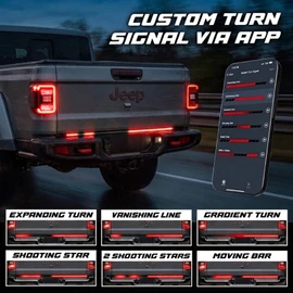 XKdrive App-Controlled Truck Tailgate LED Light Bar w/ Sequential Turn Signal, Startup Animation + Show Mode For Jeep Gladiator